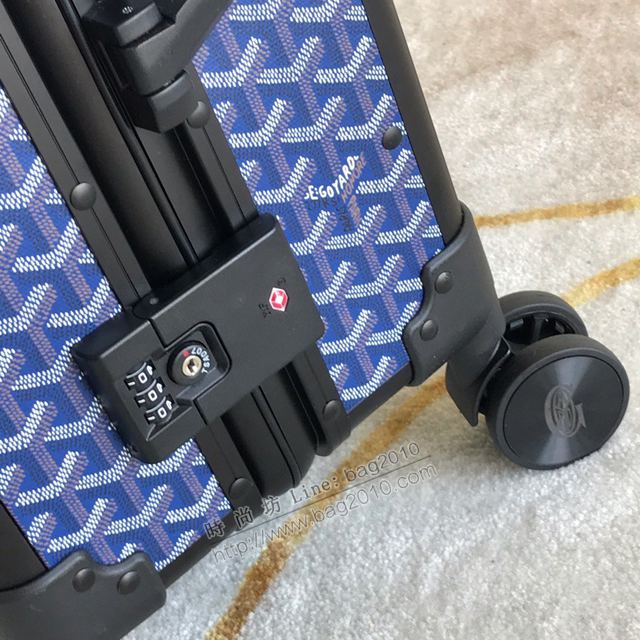 Goyard行李箱 90048 戈雅拉杆箱 標誌性的印花圖案配鋁框 復古形拉箱 20寸登機箱xzx1211